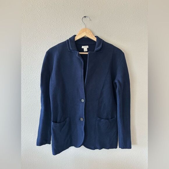 J Crew Women’s 100% Cotton Knit Sweater Blazer Navy Size XS - Picture 1 of 5